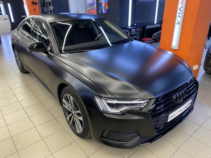 Ауди А6 цветной автовинил «Серый сатин»