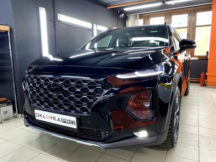 Хёндай Санта Фе антихром и защита фар