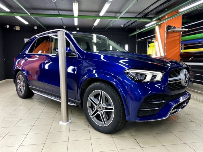 Мерседес ГЛЕ с синего в бежевый, цветная оклейка