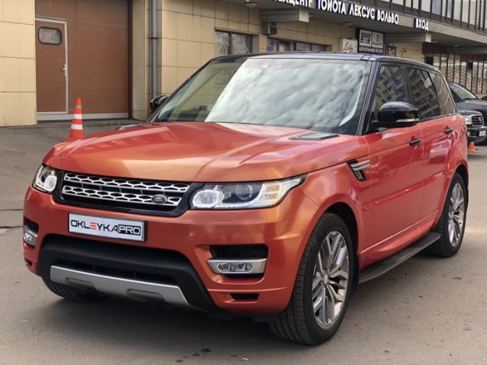 Рендж Ровер цветная оклейка оранжевый стайлинг