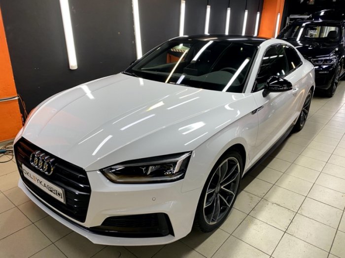 Ауди А5 перед антигравийная, крышу в черный, защита фар