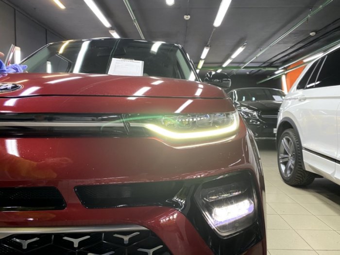 КИА Соул антихром и защита фар