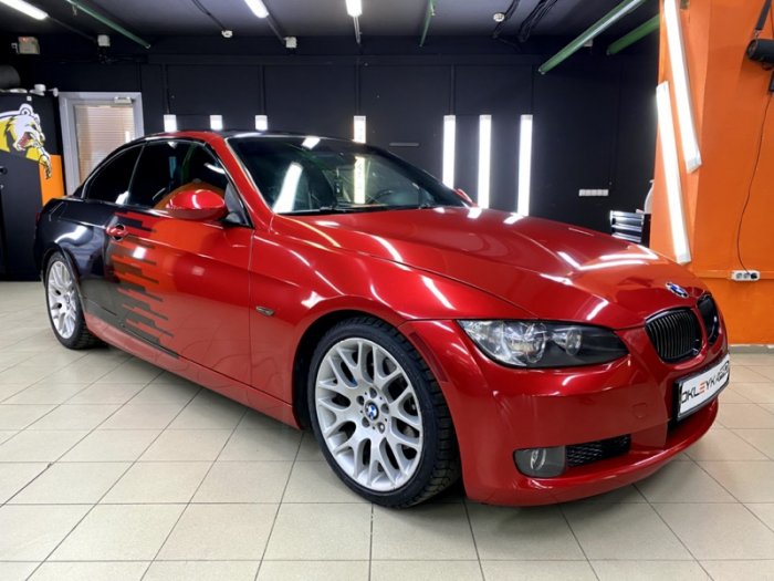 БМВ 3 кабриолет цветная красная, винилография, керамика