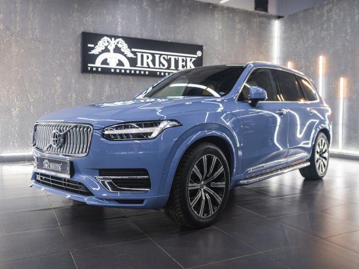 Volvo XC90 оклейка в цветной полиуретан IRISTEK PPF Colors Chinese blue, бронь лобового, керамика