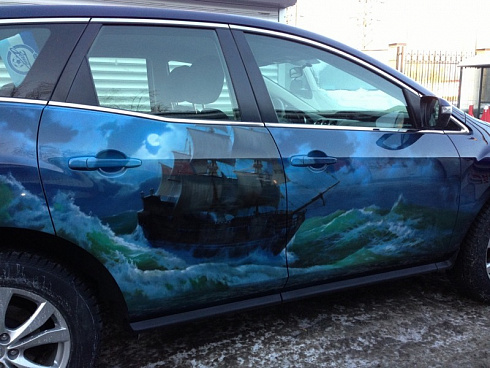 Корабль на машину аэрография винилография