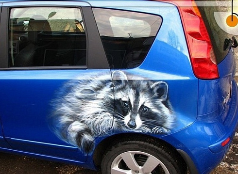 Енот на авто аэрография