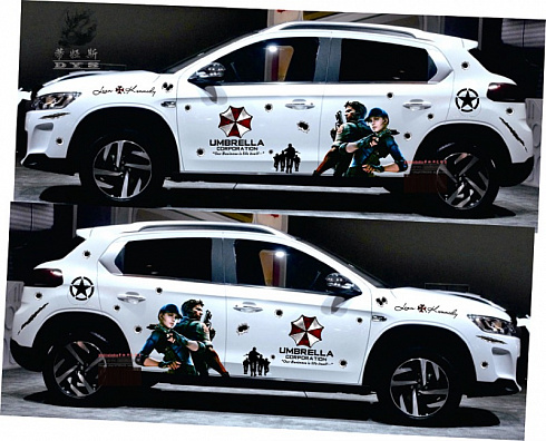Обитель зла Umbrella Corporation аэрография пленкой на авто, мотоциклы, шлемы