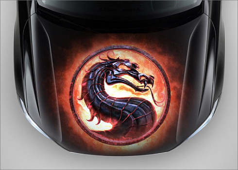 Винилография на капот автомобиля дракон