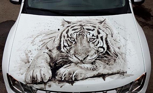 Тигр на автомобиль аэрография винилография