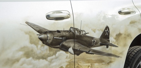 Аэрография винилография на двери Ил-2 штурмовик