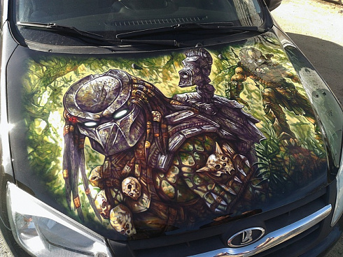 Хищник по фильму на капот аэрография