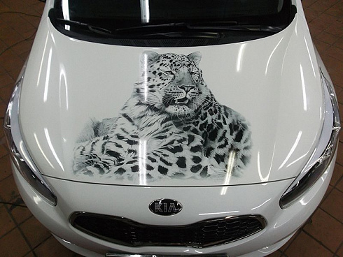 Леопард на капот машины купить наклейку