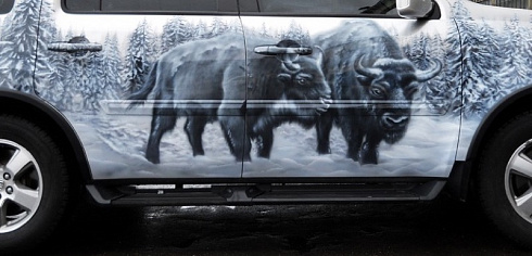 Бык буйвол аэрография винилография наклейки на дверь машины