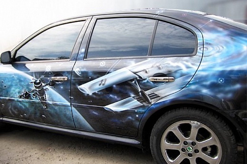 Космос планеты на авто аэрография