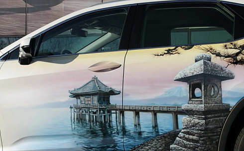 Аэрография с видами Японии на кузов авто