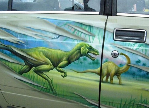 Динозавр на машину аэрография на кузов