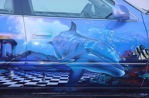 Дельфины на машину аэрография и винилография