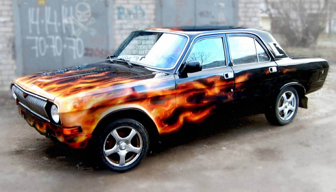 Огонь, пламя, языки пламени винилография на авто