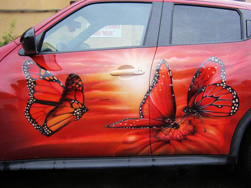 Аэрография пленкой винилография с бабочками
