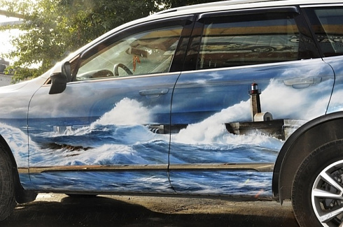 Море винилография на авто мото шлемы