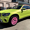 Mercedes-Benz GLE оклейка в салатовый винил, антихром, покраска дисков