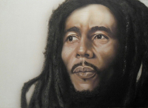 Аэрография на авто Боб Марли винилография