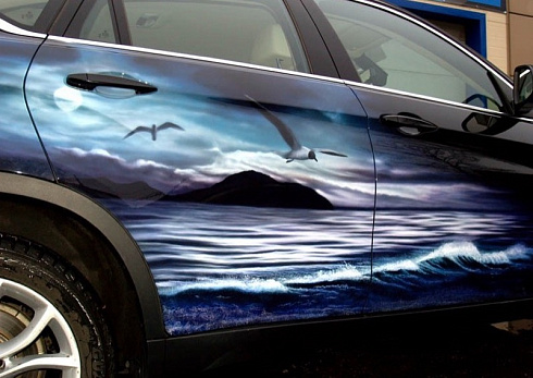 Море волны аэрография наклейки на машины