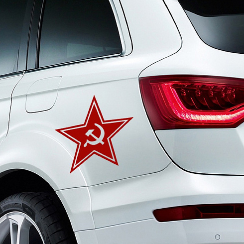 Красная звезда на авто аэрография винилография наклейка