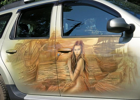 Аэрография винилография с изображением Русалки Ундины