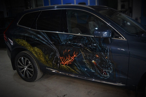 Динозавры драконы на авто аэрография