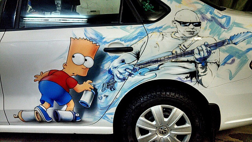 Симпсоны на автомобиль аэрография винилография