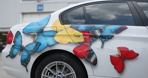 Бабочки на машину винилография аэрография