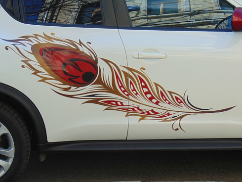 Перо Жар птицы Феникс на авто аэрография винилография