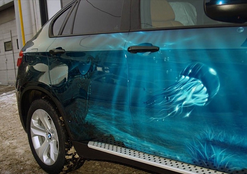 Волны море на авто аэрография