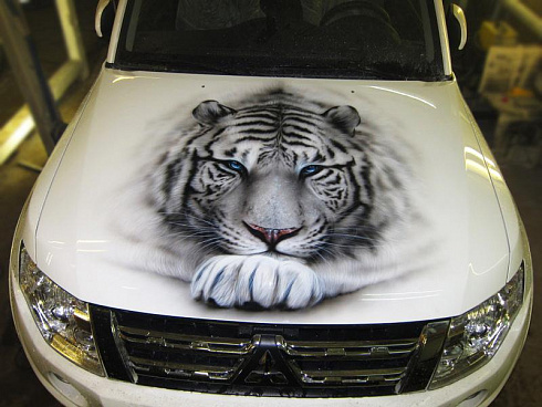 Тигренок на капот рисунок виниловая пленка