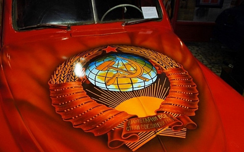 Герб СССР флаг на авто на капот аэрография винилография наклейка