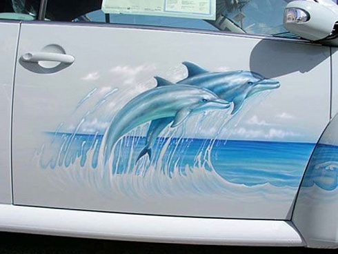 Дельфины на авто картинка наклейки